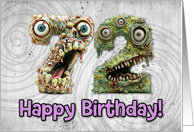 72 Years Old Happy Birthday Zombie Monsters card