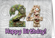 24 Years Old Happy Birthday Zombie Monsters card