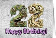 22 Years Old Happy Birthday Zombie Monsters card