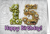 15 Years Old Happy Birthday Zombie Monsters card