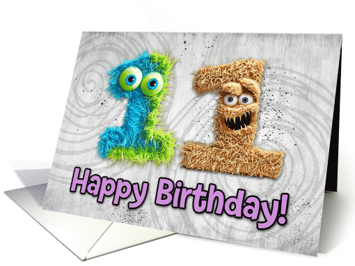 11 Years Old Happy Birthday Zombie Monsters card (1832688)