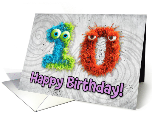 10 Years Old Happy Birthday Zombie Monsters card (1832690)