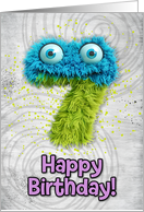 7 Years Old Happy Birthday Zombie Monsters card
