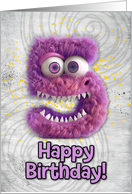 5 Years Old Happy Birthday Zombie Monsters card