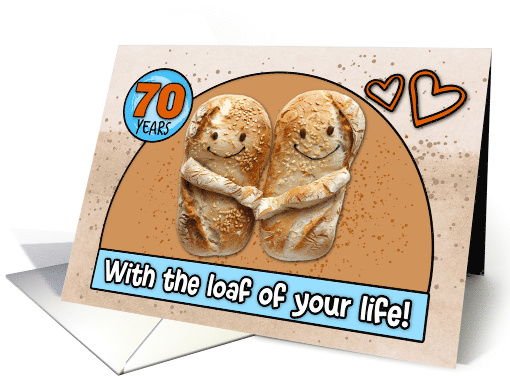 70 Year Wedding Anniversary Pair of Bread Loafs card (1832744)