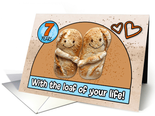 7 Year Wedding Anniversary Pair of Bread Loafs card (1832882)