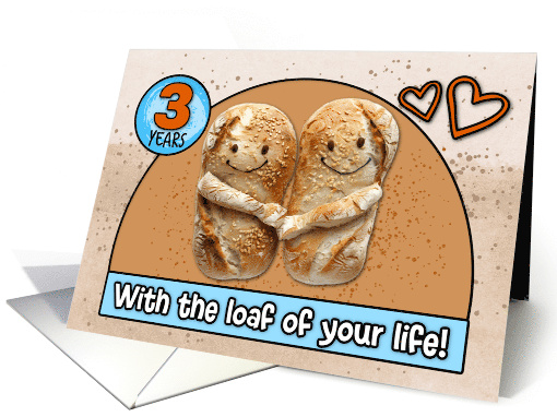 3 Year Wedding Anniversary Pair of Bread Loafs card (1832892)
