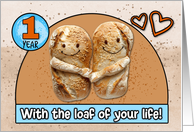 1 Year Wedding Anniversary Pair of Bread Loafs card