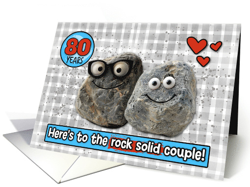 80 Year Wedding Anniversary Pair of Rocks card (1833066)