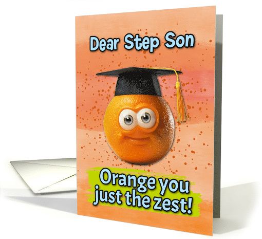 Step Son Congratulations Graduation Orange card (1833834)
