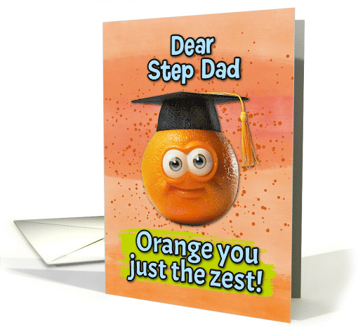 Step Dad Congratulations Graduation Orange card (1833844)