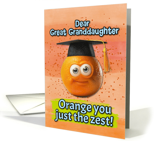 Great Granddaughter Congratulations Graduation Orange card (1833916)