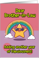 Brother in Law Happy Birthday LGBTQIA Rainbow Kawaii Star card
