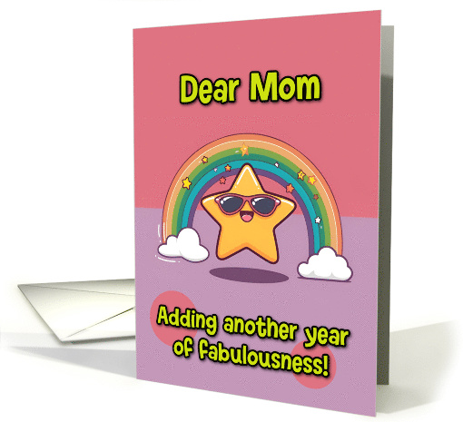 Mom Happy Birthday LGBTQIA Rainbow Kawaii Star card (1835488)