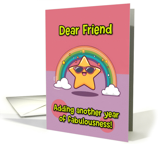 Friend Happy Birthday LGBTQIA Rainbow Kawaii Star card (1835500)