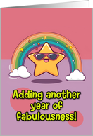 Happy Birthday LGBTQIA Rainbow Kawaii Star card