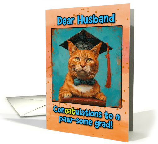 Husband Congratulations Graduation Ginger Cat card (1835728)