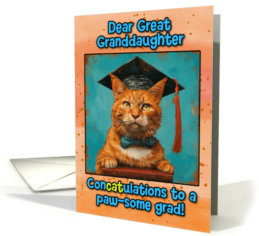 Great Granddaughter Congratulations Graduation Ginger Cat card