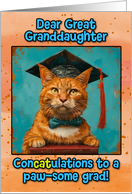 Great Granddaughter Congratulations Graduation Ginger Cat card