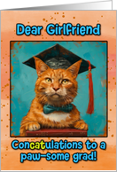 Girlfriend Congratulations Graduation Ginger Cat card
