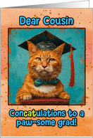 Cousin Congratulations Graduation Ginger Cat card