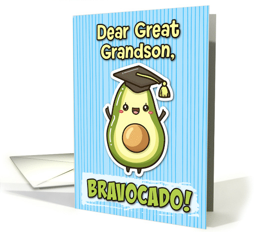 Great Grandson Congratulations Graduation Kawaii Avocado card