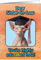 Sister in Law Congratulations Graduation Sphynx Cat card