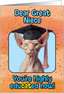 Great Niece Congratulations Graduation Sphynx Cat card