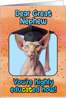 Great Nephew Congratulations Graduation Sphynx Cat card