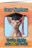 Nephew Congratulations Graduation Sphynx Cat card