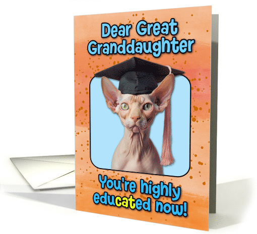 Great Granddaughter Congratulations Graduation Sphynx Cat card