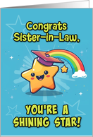 Sister in Law Congratulations Graduation LGBTQIA Kawaii Star card