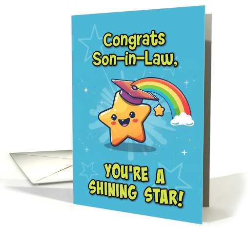 Son in Law Congratulations Graduation LGBTQIA Kawaii Star card