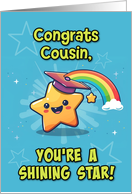 Cousin Congratulations Graduation LGBTQIA Kawaii Star card