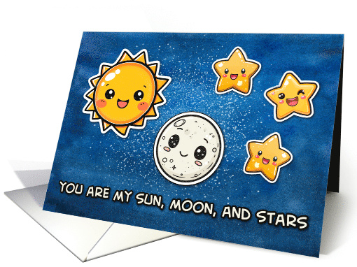 Kawaii Cartoon Sun Moon and Stars card (1837448)