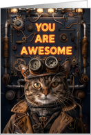 Thank You Steampunk Tabby Cat card