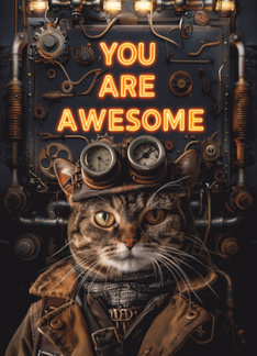 Thank You Steampunk Tabby Cat