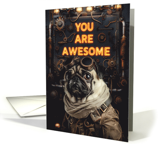 Thank You Steampunk Pug Dog card (1837520)