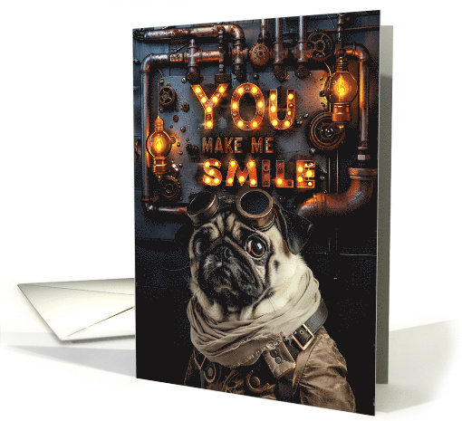 Friendship Smile Steampunk Pug Dog card (1837528)