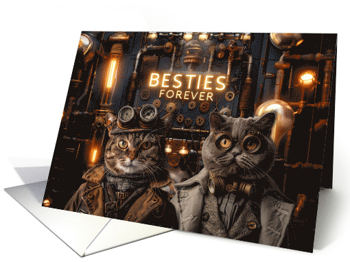 Friendship Besties Steampunk Cats card (1837542)