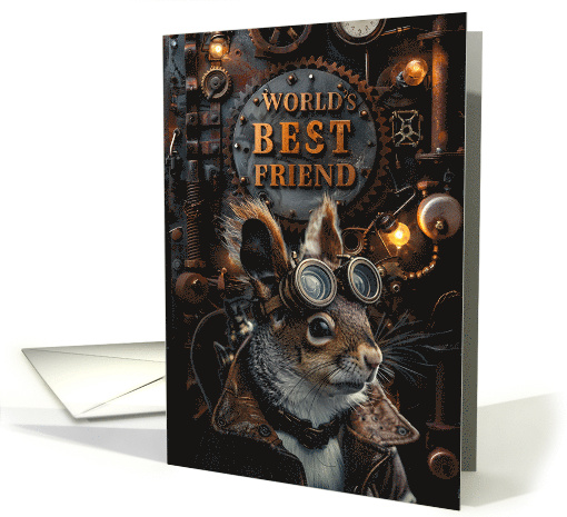 Friendship World's Best Friend Steampunk Squirrel card (1837938)
