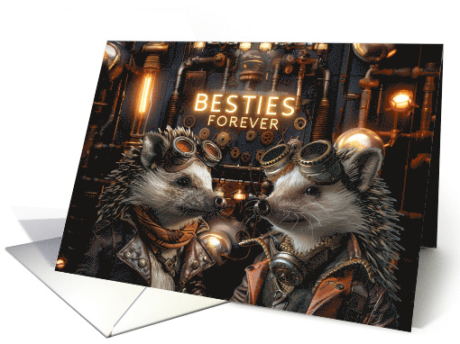 Friendship Besties Steampunk Hedgehogs card (1837956)