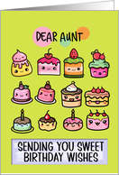 Aunt Happy Birthday Sweet Kawaii Birthday Cakes card