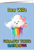 Wife Happy Pride LGBTQIA Kawaii Rainbow Cloud card