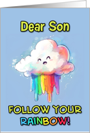 Son Happy Pride LGBTQIA Kawaii Rainbow Cloud card