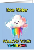 Sister Happy Pride LGBTQIA Kawaii Rainbow Cloud card