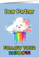 Partner Happy Pride LGBTQIA Kawaii Rainbow Cloud card