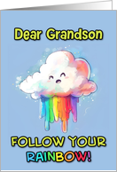 Grandson Happy Pride LGBTQIA Kawaii Rainbow Cloud card