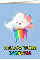 Happy Pride LGBTQIA Kawaii Rainbow Cloud card