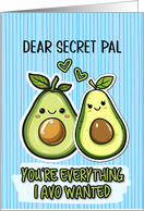 Secret Pal Pair of Kawaii Cartoon Avocados card